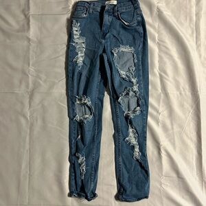Vibrant Ripped Blue Skinny Jeans